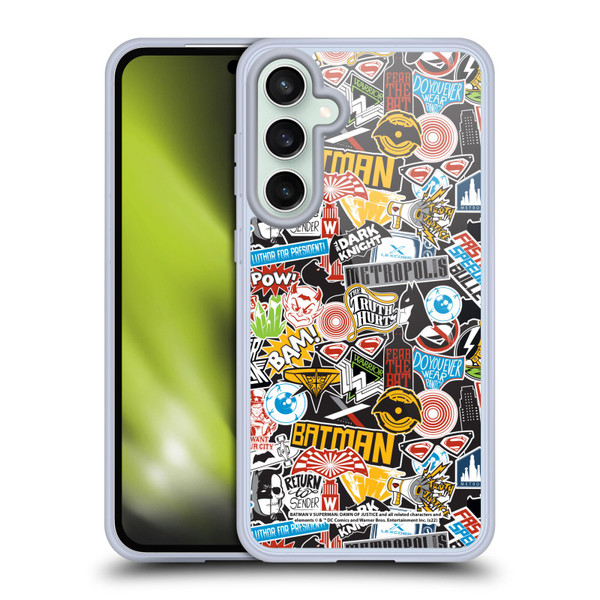 Batman V Superman: Dawn of Justice Graphics Sticker Collage Soft Gel Case for Samsung Galaxy S23 FE 5G