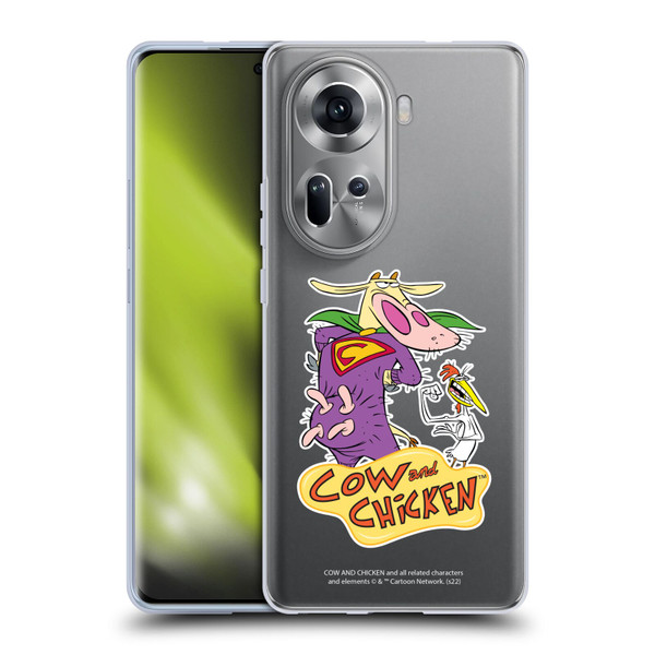 Cow and Chicken Graphics Super Cow Soft Gel Case for OPPO Reno11