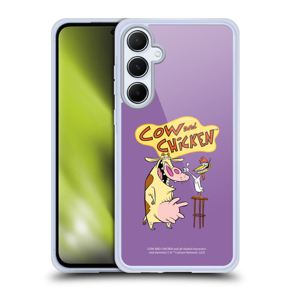 Cow and Chicken Graphics Character Art Soft Gel Case for Samsung Galaxy A55 5G