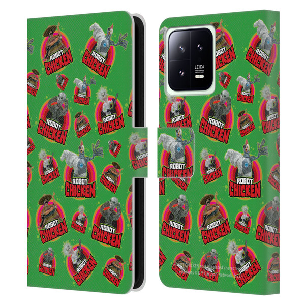 Robot Chicken Graphics Icons Leather Book Wallet Case Cover For Xiaomi 13 5G