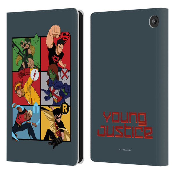 Young Justice Graphics Character Art Leather Book Wallet Case Cover For Amazon Fire 7 2022