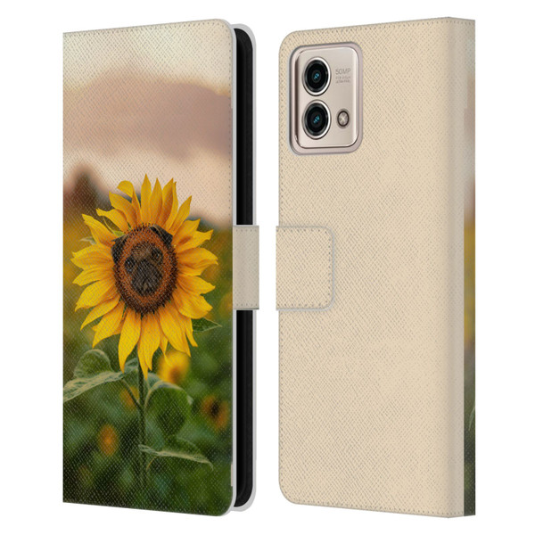 Pixelmated Animals Surreal Pets Pugflower Leather Book Wallet Case Cover For Motorola Moto G Stylus 5G 2023