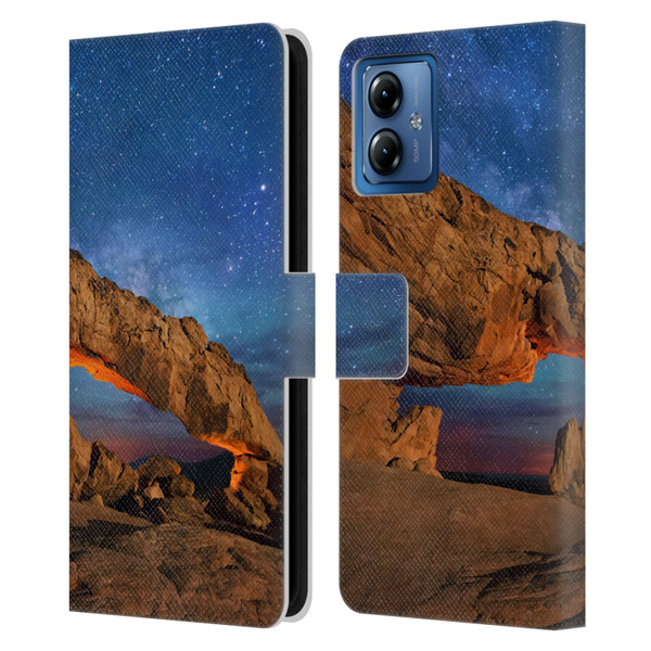 Royce Bair Nightscapes Sunset Arch Leather Book Wallet Case Cover For Motorola Moto G14
