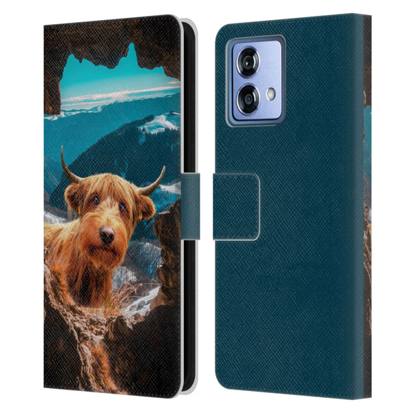Pixelmated Animals Surreal Wildlife Cowpup Leather Book Wallet Case Cover For Motorola Moto G84 5G