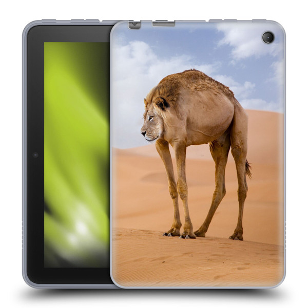 Pixelmated Animals Surreal Wildlife Camel Lion Soft Gel Case for Amazon Fire 7 2022