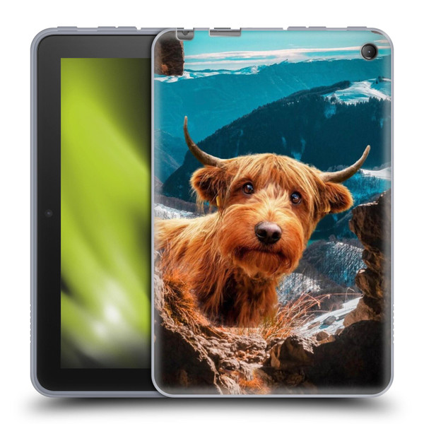 Pixelmated Animals Surreal Wildlife Cowpup Soft Gel Case for Amazon Fire 7 2022