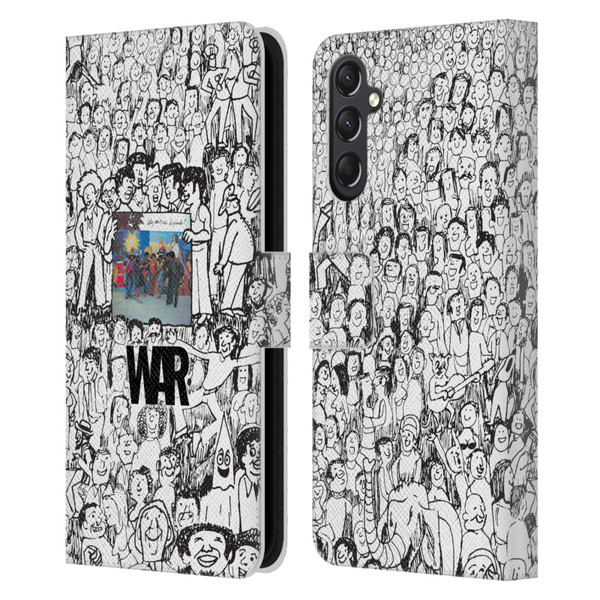 War Graphics Friends Doodle Art Leather Book Wallet Case Cover For Samsung Galaxy A24 4G / M34 5G