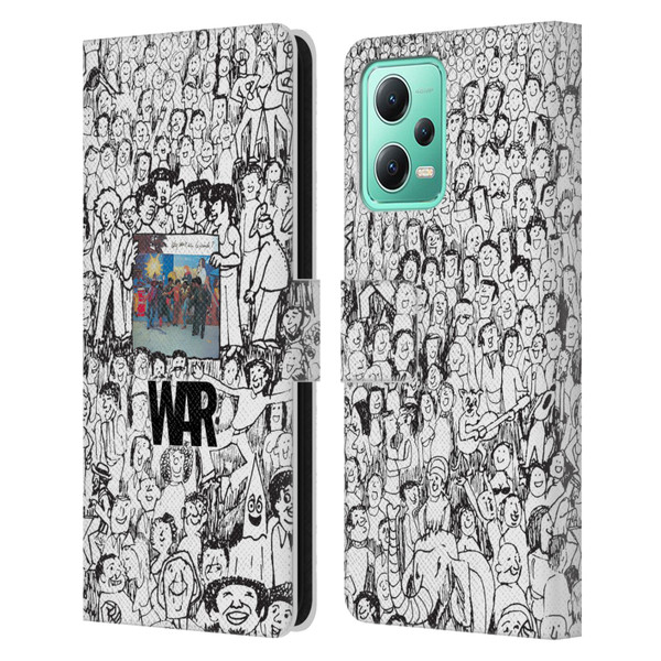 War Graphics Friends Doodle Art Leather Book Wallet Case Cover For Xiaomi Redmi Note 12 5G