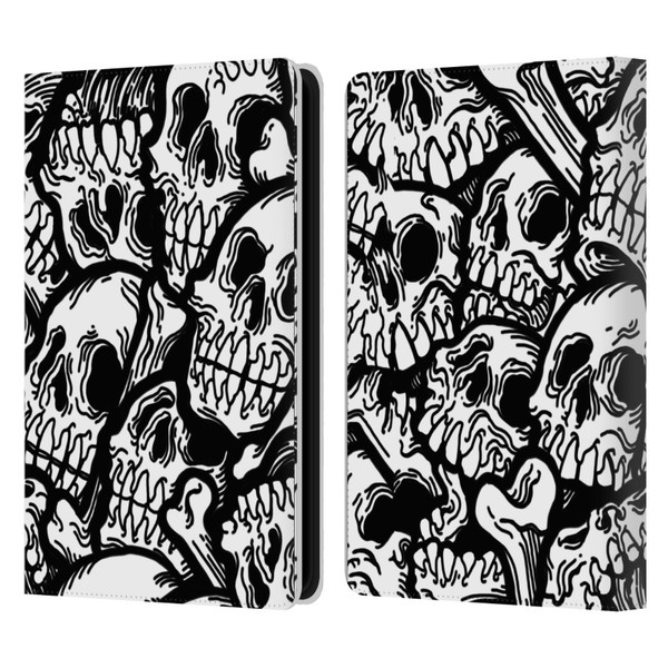 Matt Bailey Skull All Over Leather Book Wallet Case Cover For Amazon Kindle Paperwhite 5 (2021)