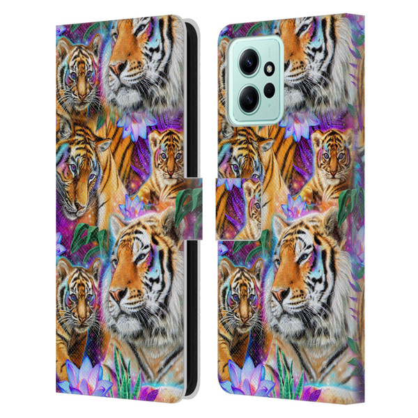 Sheena Pike Big Cats Daydream Tigers With Flowers Leather Book Wallet Case Cover For Xiaomi Redmi 12