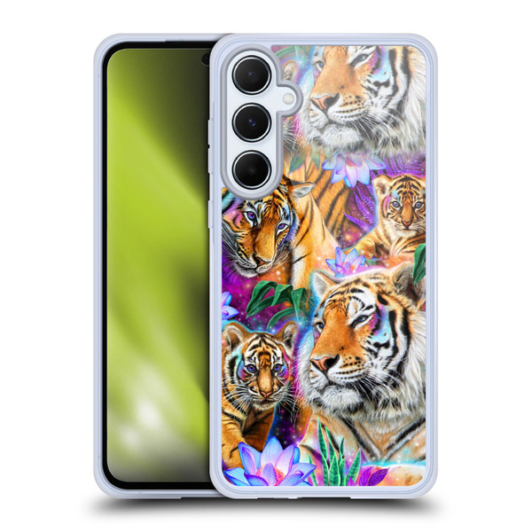 Sheena Pike Big Cats Daydream Tigers With Flowers Soft Gel Case for Samsung Galaxy A55 5G