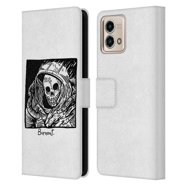 Matt Bailey Skull Burnout Leather Book Wallet Case Cover For Motorola Moto G Stylus 5G 2023
