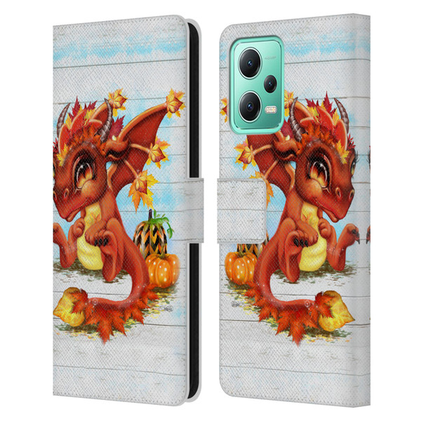Sheena Pike Dragons Autumn Lil Dragonz Leather Book Wallet Case Cover For Xiaomi Redmi Note 12 5G