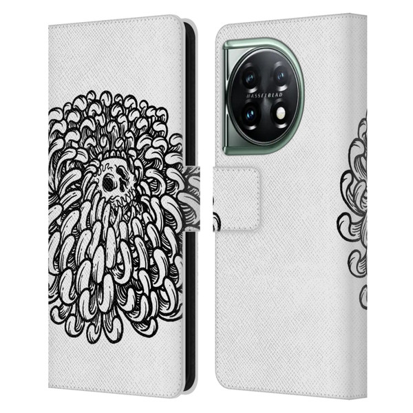 Matt Bailey Skull Flower Leather Book Wallet Case Cover For OnePlus 11 5G