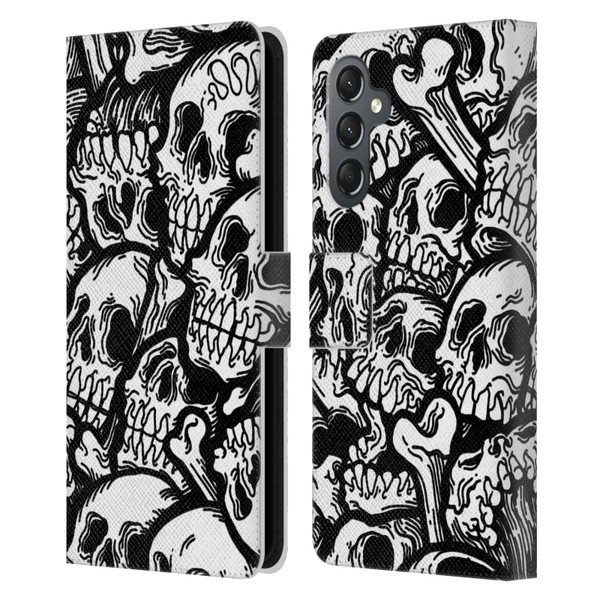 Matt Bailey Skull All Over Leather Book Wallet Case Cover For Samsung Galaxy A25 5G