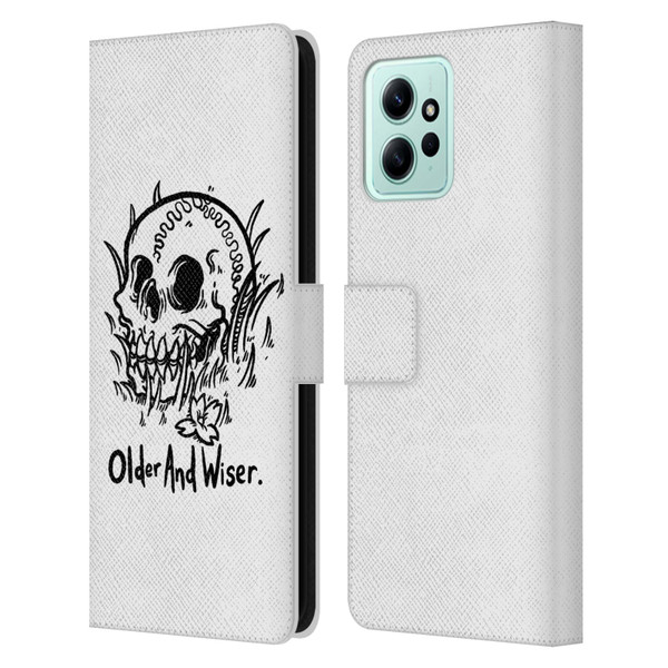 Matt Bailey Skull Older And Wiser Leather Book Wallet Case Cover For Xiaomi Redmi 12
