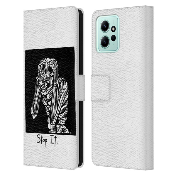 Matt Bailey Skull Stop It Leather Book Wallet Case Cover For Xiaomi Redmi 12