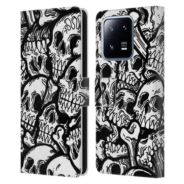 Matt Bailey Skull All Over Leather Book Wallet Case Cover For Xiaomi 13 Pro 5G