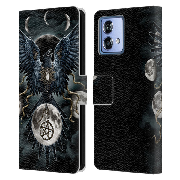 Sarah Richter Animals Gothic Black Raven Leather Book Wallet Case Cover For Motorola Moto G84 5G