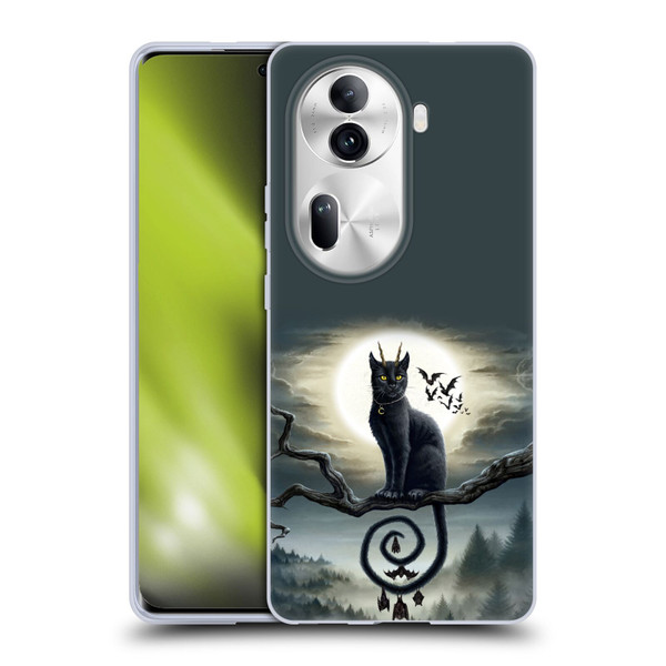 Sarah Richter Animals Gothic Black Cat & Bats Soft Gel Case for OPPO Reno11 Pro