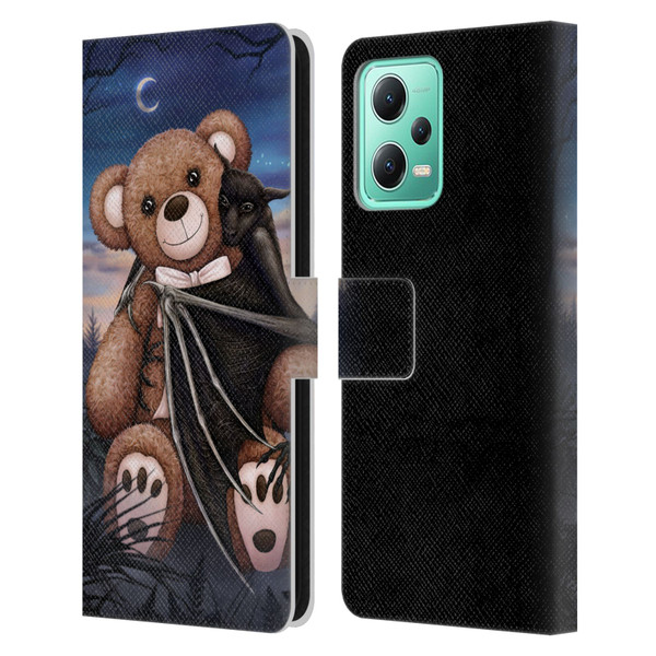 Sarah Richter Animals Bat Cuddling A Toy Bear Leather Book Wallet Case Cover For Xiaomi Redmi Note 12 5G