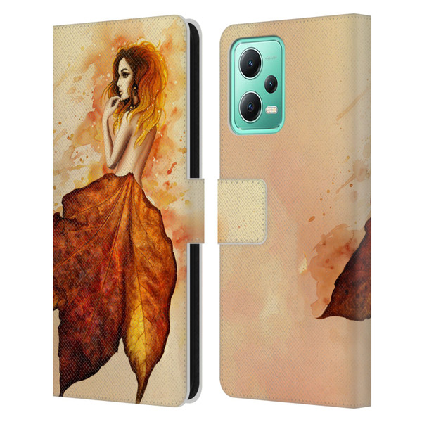 Sarah Richter Fantasy Autumn Girl Leather Book Wallet Case Cover For Xiaomi Redmi Note 12 5G