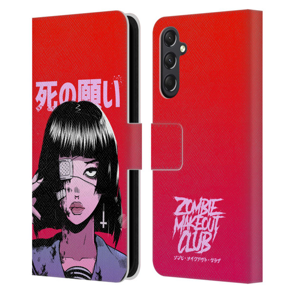 Zombie Makeout Club Art Eye Patch Leather Book Wallet Case Cover For Samsung Galaxy A24 4G / M34 5G