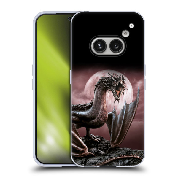 Sarah Richter Fantasy Creatures Black Dragon Roaring Soft Gel Case for Nothing Phone (2a)