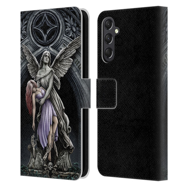 Sarah Richter Gothic Stone Angel With Skull Leather Book Wallet Case Cover For Samsung Galaxy A24 4G / M34 5G