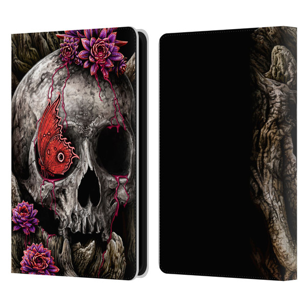 Sarah Richter Skulls Butterfly And Flowers Leather Book Wallet Case Cover For Amazon Kindle Paperwhite 5 (2021)