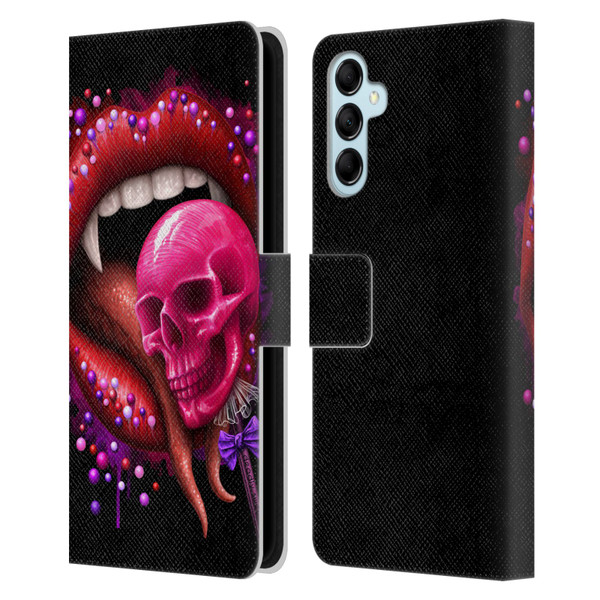 Sarah Richter Skulls Red Vampire Candy Lips Leather Book Wallet Case Cover For Samsung Galaxy M14 5G