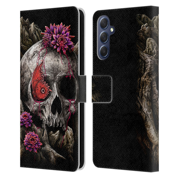 Sarah Richter Skulls Butterfly And Flowers Leather Book Wallet Case Cover For Samsung Galaxy M54 5G