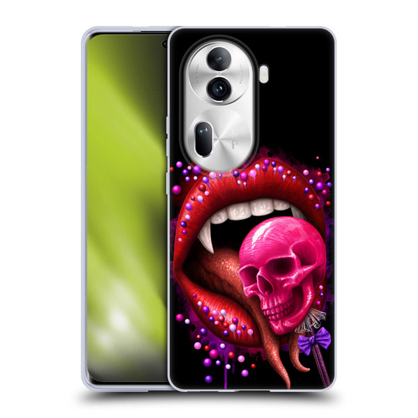 Sarah Richter Skulls Red Vampire Candy Lips Soft Gel Case for OPPO Reno11 Pro