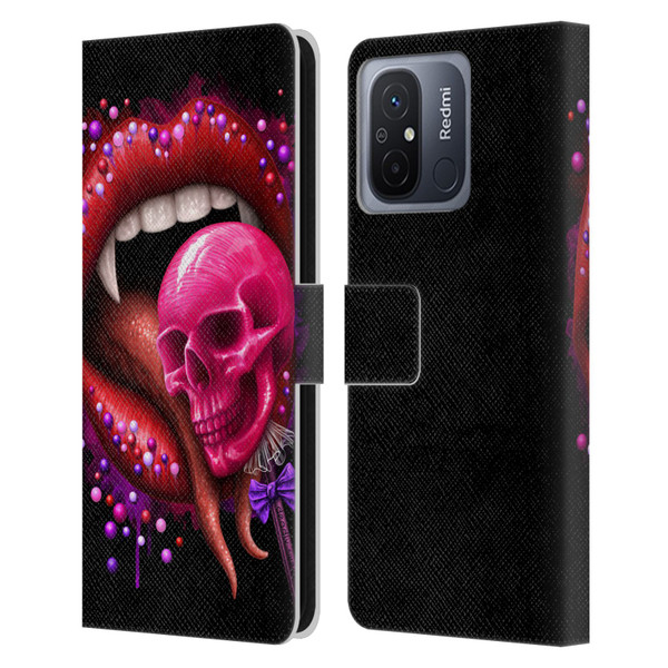 Sarah Richter Skulls Red Vampire Candy Lips Leather Book Wallet Case Cover For Xiaomi Redmi 12C