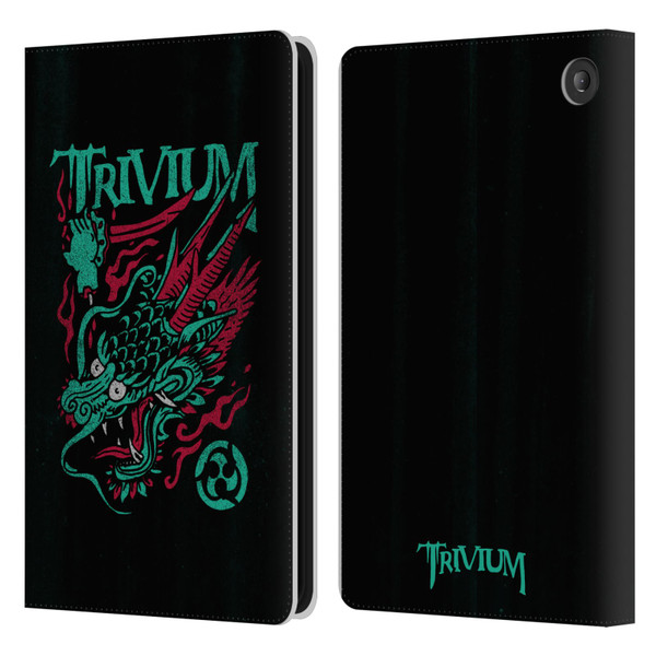 Trivium Graphics Screaming Dragon Leather Book Wallet Case Cover For Amazon Fire 7 2022