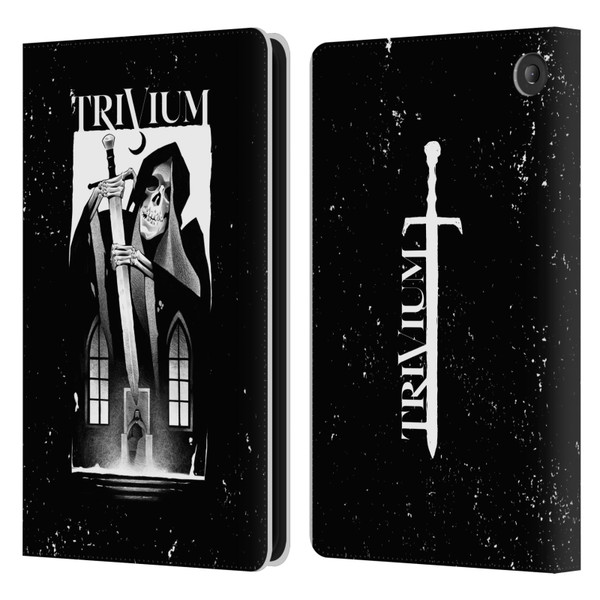 Trivium Graphics Skeleton Sword Leather Book Wallet Case Cover For Amazon Fire 7 2022