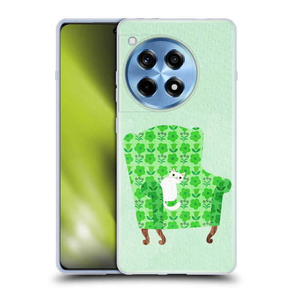 Planet Cat Arm Chair Spring Green Chair Cat Soft Gel Case for OnePlus 12R