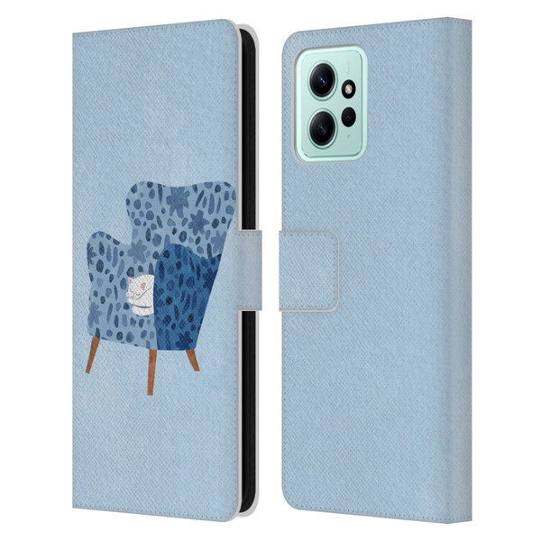 Planet Cat Arm Chair Cornflower Chair Cat Leather Book Wallet Case Cover For Xiaomi Redmi 12