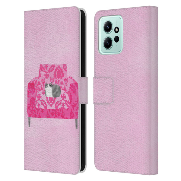 Planet Cat Arm Chair Rose Chair Cat Leather Book Wallet Case Cover For Xiaomi Redmi 12