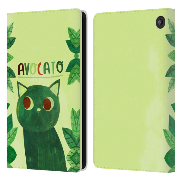 Planet Cat Puns Avocato Leather Book Wallet Case Cover For Amazon Fire 7 2022