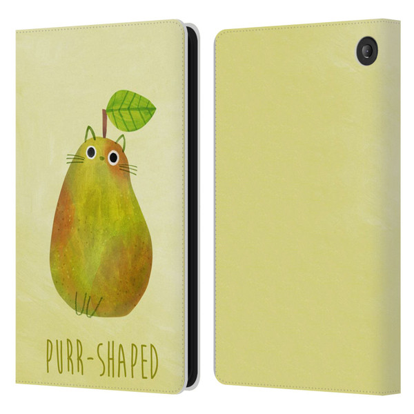 Planet Cat Puns Purr-shaped Leather Book Wallet Case Cover For Amazon Fire 7 2022