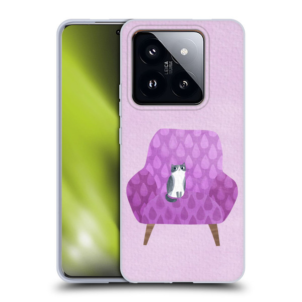 Planet Cat Arm Chair Lilac Chair Cat Soft Gel Case for Xiaomi 14 Pro
