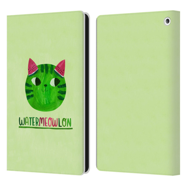 Planet Cat Puns Watermeowlon Leather Book Wallet Case Cover For Amazon Fire HD 8/Fire HD 8 Plus 2020