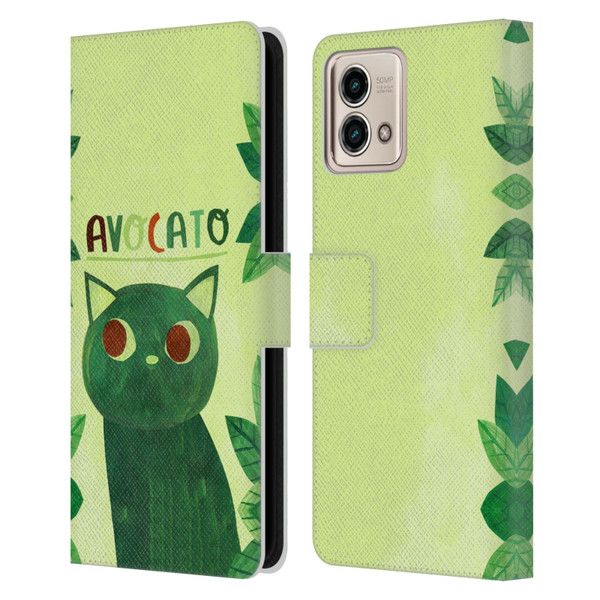 Planet Cat Puns Avocato Leather Book Wallet Case Cover For Motorola Moto G Stylus 5G 2023