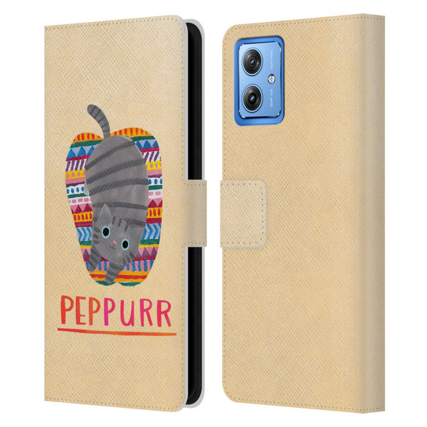 Planet Cat Puns Peppur Leather Book Wallet Case Cover For Motorola Moto G54 5G