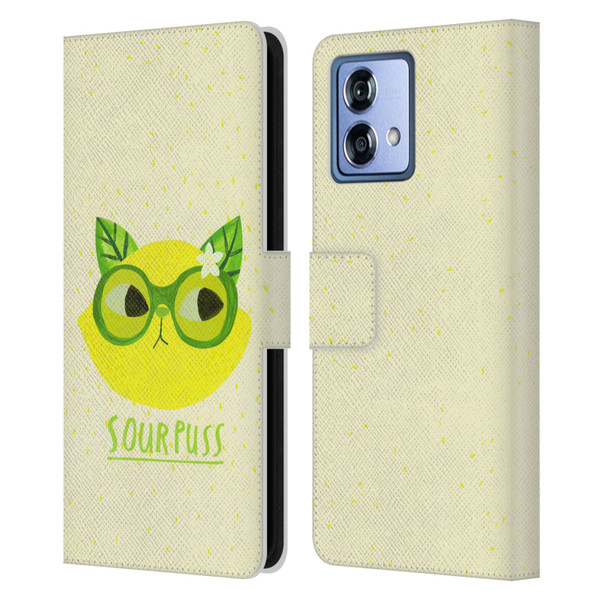 Planet Cat Puns Sour Puss Leather Book Wallet Case Cover For Motorola Moto G84 5G