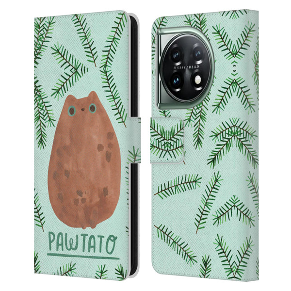 Planet Cat Puns Pawtato Leather Book Wallet Case Cover For OnePlus 11 5G