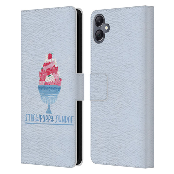 Planet Cat Puns Strawpurry Sundae Leather Book Wallet Case Cover For Samsung Galaxy A05