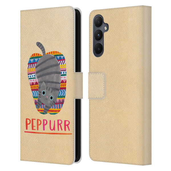 Planet Cat Puns Peppur Leather Book Wallet Case Cover For Samsung Galaxy A05s