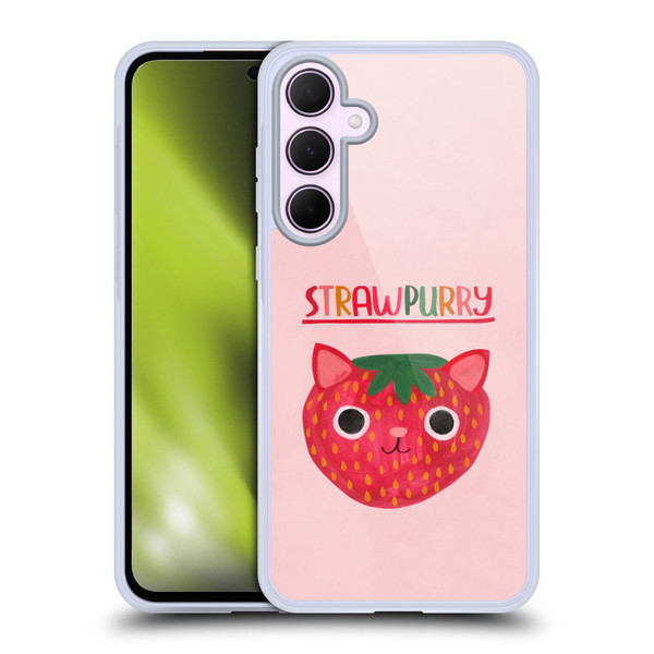 Planet Cat Puns Strawpurry Soft Gel Case for Samsung Galaxy A35 5G